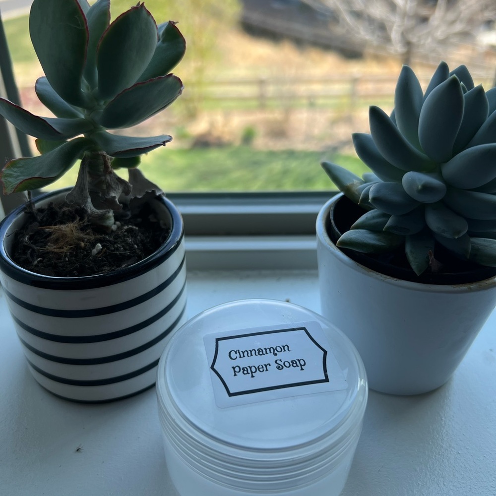 Cinnamon Paper Soap Hand Crafted in Clear Container